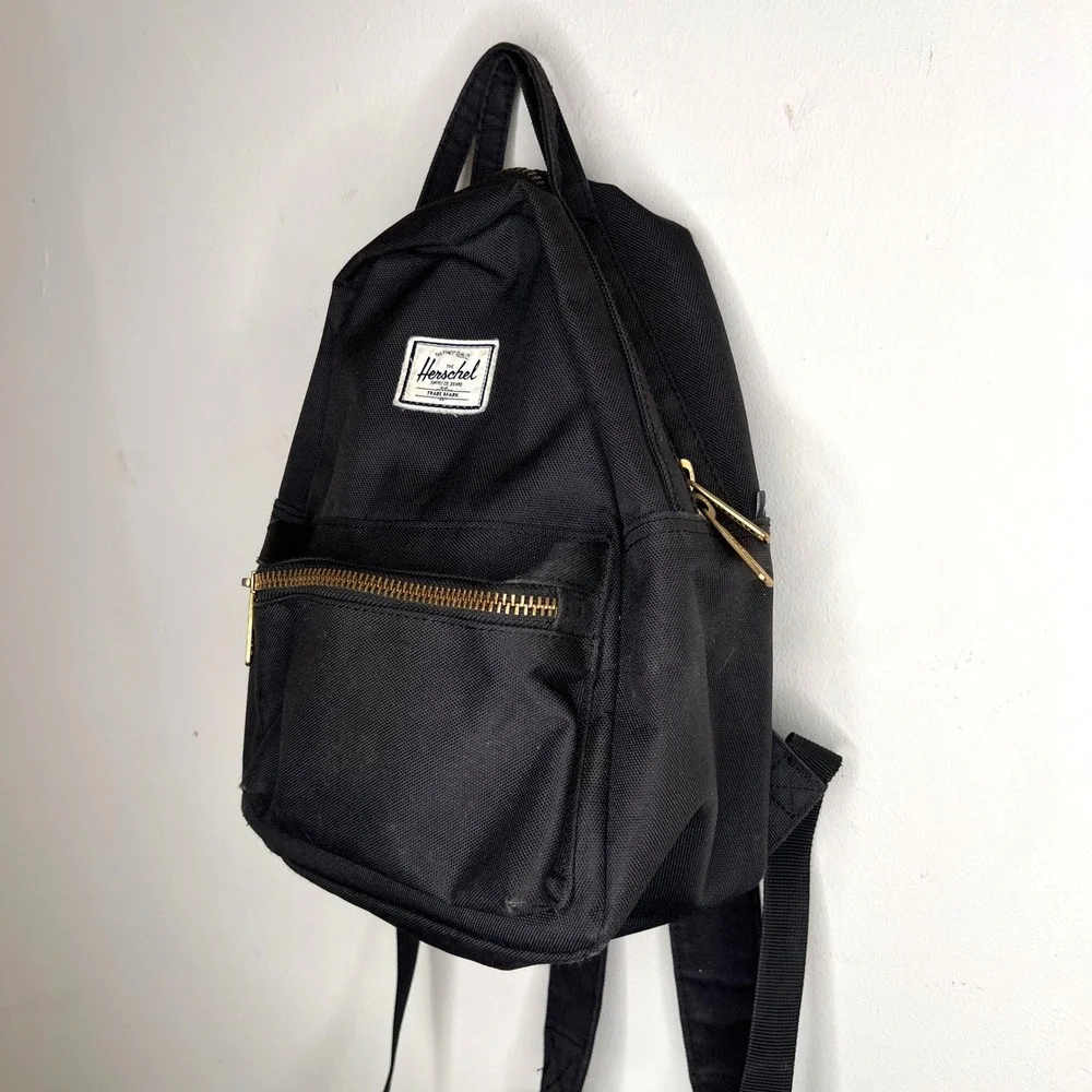 Herschel Supply‎ Co. Black Mini Backpack Gold Zipper Academia Bookbag